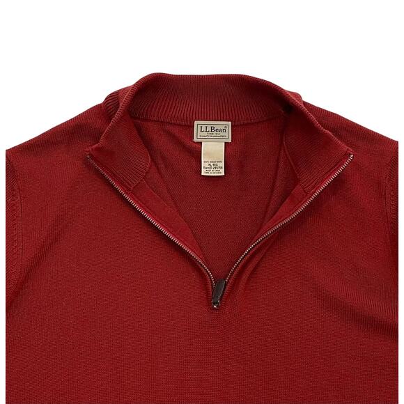 L.L. Bean Burgundy Red 100% Merino Wool Long Sleeve 1/4 Zip Sweater, XL - Picture 5 of 11